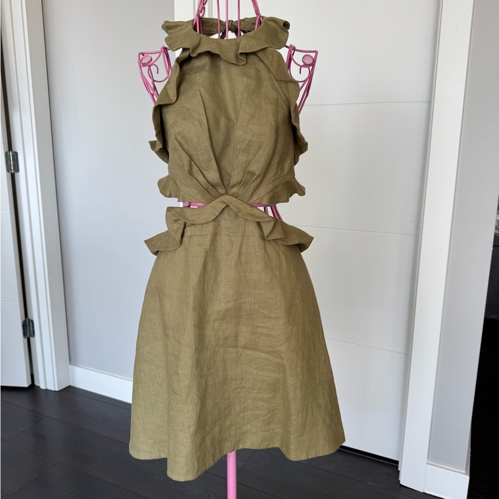Zimmermann Khaki Halter Dress
